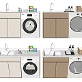 White and Wooden Bathroom Vanity Cabinet with Washing Machine Sink Storage Cabinets and Toiletries