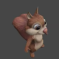 Cute 3D Cartoon Squirrel Character Standing With Big Eyes And Brown Fur