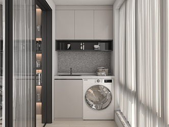 Modern balcony washing machine cabinet 3d model