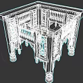 Ornate Wooden Square Dining Table Set With Intricate Carved Patterns And Detailed Legs