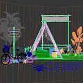 Scenic Camp Garden Landscape With Tent Lawn Deck Chair Green Plants And Bicycle