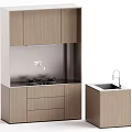 Modern Kitchen Interior With Light Wood Cabinets Stove And Sink Design