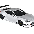 White Modified Sports Car With Rear Spoiler Black Wheels And Aerodynamic Body Kit