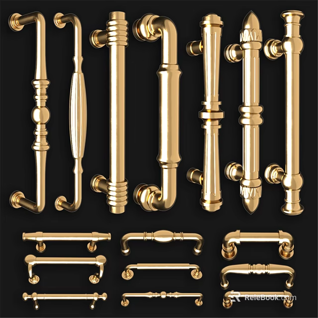 Luxurious Double Seater Sofa Featuring Golden Decorative Handles And Classic Design 3d model 