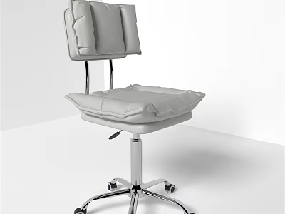 Gray Padded Office Chair With Adjustable Backrest Seat Cushion And Metal Wheels 3d model