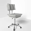 Gray Padded Office Chair With Adjustable Backrest Seat Cushion And Metal Wheels