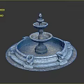 Elegant Three Tiered Garden Fountain Ornament with Decorative Base and Intricate Details