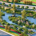 Scenic Park Landscape Featuring Spacious Green Lawns Winding Rivers Connecting Bridges And Diverse Trees