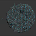 Stone Material Circular Structure With Blue Cracked Texture And Scattered Small Stones 3d model