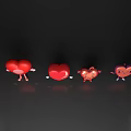 Red Heart Apple Shaped Cartoon Decorative Ornament Set With Arms Legs On Gray Surface