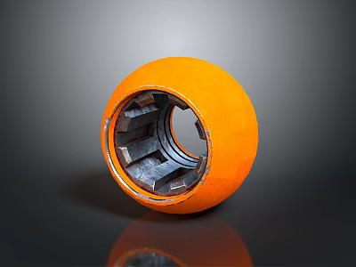 Modern Contemporary Orange Spherical Lighting Fixture Combination With Metallic Inner Structure 3d model