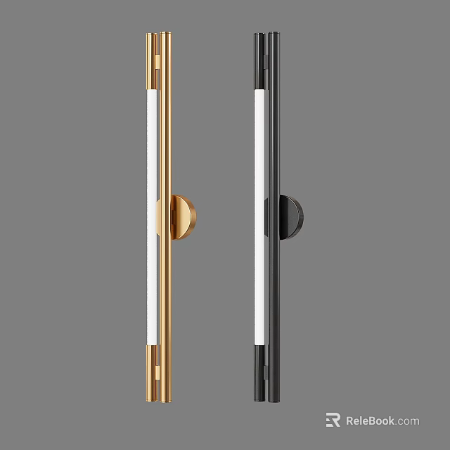 Modern Gold And Black Wall Lamp With Long White Light Strip And Round Accents 3d model 