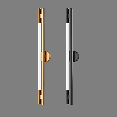 Modern Gold And Black Wall Lamp With Long White Light Strip And Round Accents 3d model