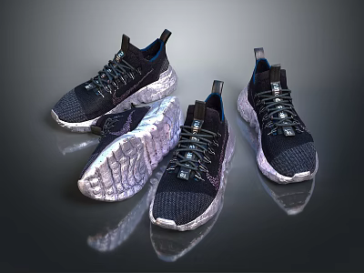 Modern Stylish Sneakers With Knit Upper Cushioned Sole And Trendy Design 3d model