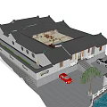 Ancient Chinese Traditional Architecture with Stone Lions Steps White Walls and Gray Rooftop