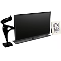 Modern Black TV With Sculpture And Photo Frame In Living Room Interior