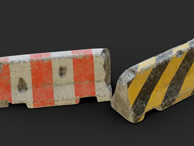 Traffic Barriers With Red White and Yellow Black Concrete Safety Design 3d model