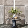 Modern CCD Hotel End View Table Ornaments Floriculture Moss Combination Tree Table Lamp Floriculture Green Plant Moss Ball Table 3d model