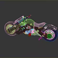 Futuristic Black Motorcycle With Green Accent Wheels Leather Seat And Metallic Frame Design
