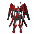 Futuristic Sci-Fi Red Armored Mech Robot With Giant Battle Exoskeleton Design
