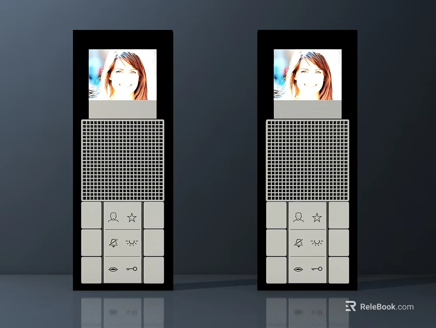 Modern Intercom Devices With Screen Displaying Person Image And Control Buttons 3d model 
