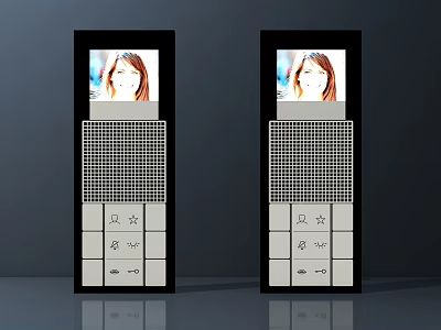 Modern Intercom Devices With Screen Displaying Person Image And Control Buttons 3d model