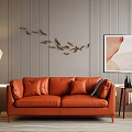 Modern double sofa multiplayer sofa 3d model