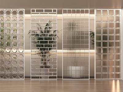 glass brick partition hollow glass brick 3d model