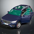 Blue SUV Model Car with Open Doors Green Transparent Roof and Front Grille