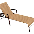 Outdoor Brown Woven Lounge Chair With Adjustable Backrest And Metal Frame
