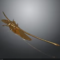 Golden Locust Decorative Sculpture Art Piece With Elongated Body And Metallic Wings