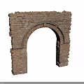 Ancient Ruined Stone Archway With Weathered Brick Structure And Architectural Details