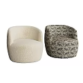 Plush Beige Accent Chair And Animal Print Patterned Leisure Chair For Home Decor