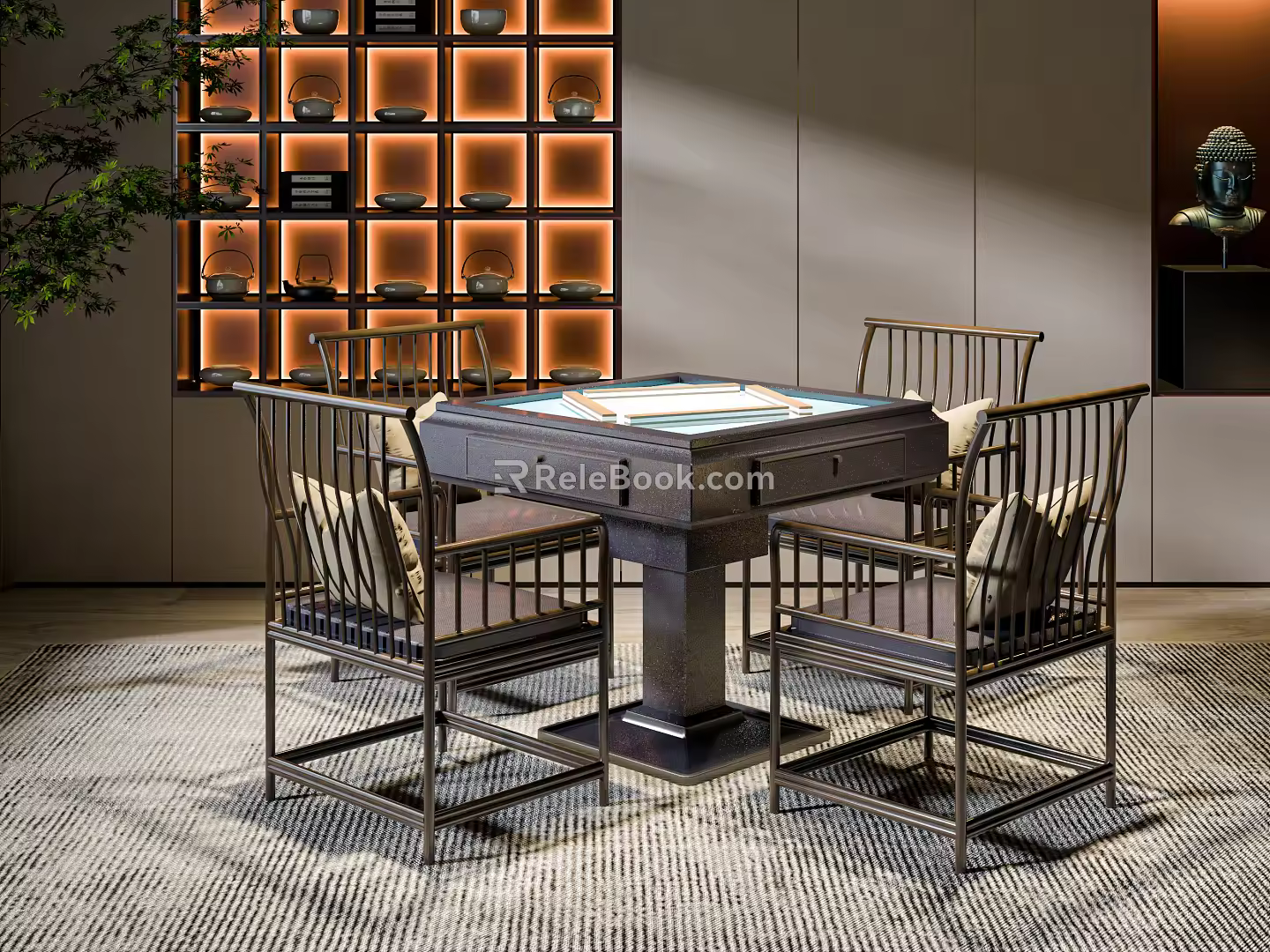 New Chinese Mahjong Table and Chair Automatic Mahjong Machine 3d model