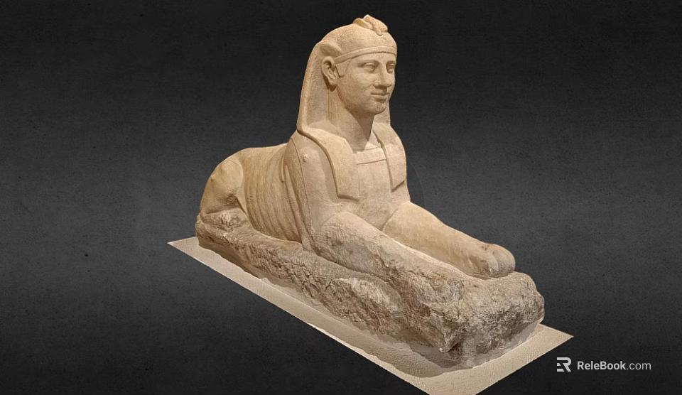 Ancient Egyptian Sphinx Stone Sculpture With Human Face Lion Body And Detailed Carving Base 3d model 