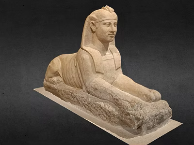 Ancient Egyptian Sphinx Stone Sculpture With Human Face Lion Body And Detailed Carving Base 3d model