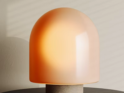 Dome Shaped Table Lamp With Warm Toned Light Gray Base And Dark Tabletop 3d model