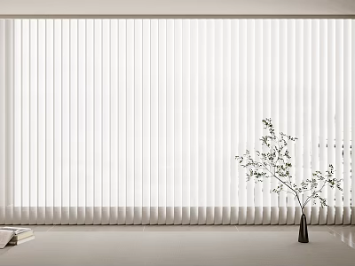 White Window Blinds In Modern Room Interior With Potted Plant And Books 3d model