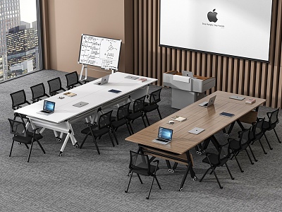 Conference tables and chairs Training tables and chairs Lecture table Projection screen 3d model