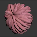 Human Head Model With Short Pink Layered Hair Anime Style 3D Rendering Details