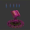 Open Book On Round Stone Reading Stand With Five Lit Candles 3d model