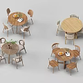 Outdoor Wooden Tables with Matching Chairs Decorative Fruit Plates and Plants