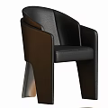 Modern Single Chair Design With Beige Upholstered Fabric Brown Frame Curved Backrest And Armrest