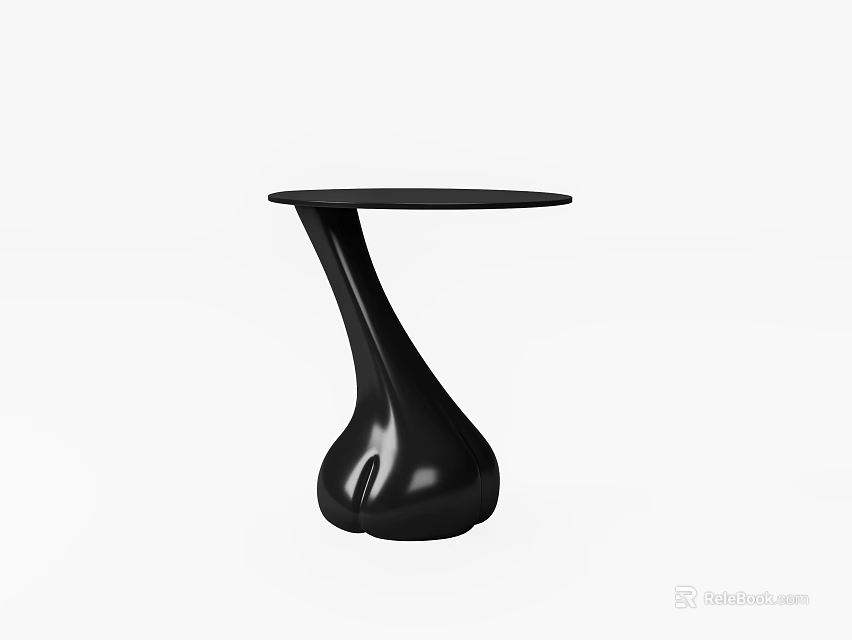Modern Black Side Table With Sleek Curved Base And Minimalist Design 3d model