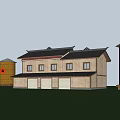 Traditional Chinese Style Building With Grain Silos And Feng Character Decorations On Green Grassland