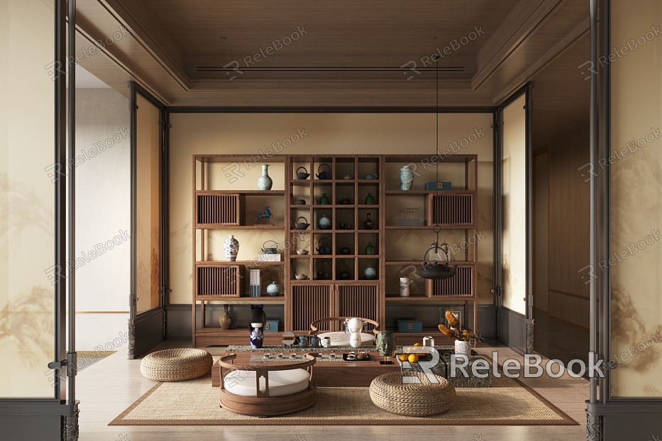 New Chinese Tatami Tea Room model