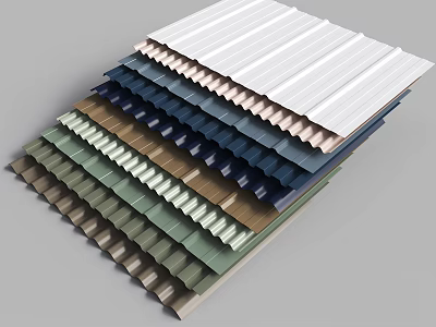 Stacked Corrugated Sheets Building Components With Various Colors And Materials 3d model