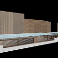 Architectural Building Components With Textured Panels Sloped Design And Transparent Roof 3d model
