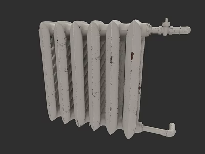 Old Fashioned White Radiator With Worn Surface And Rust Spots Detail 3d model