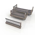 Three Architectural Railing Designs With Wooden Base And Black Metal Railings